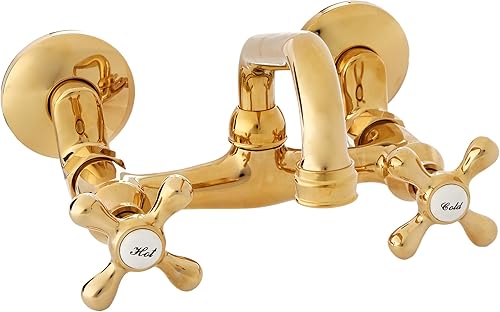 Miniatura 3 de Elements of Design ES2138X Accents - Grifo de cocina con 2 manijas para montaje en pared, 7 pulgadas, níquel satinado