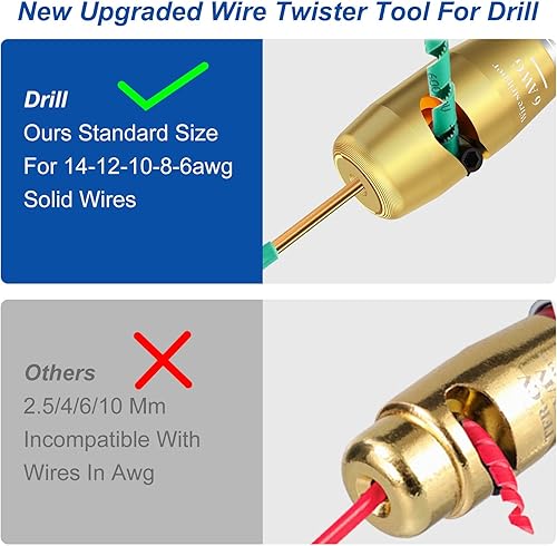 Miniatura 8 de Juego de 9 piezas para taladro, pelacables para taladro, para pelacables eléctricos de calibre 6-8-10-12-14, tornador de alambre de taladro con 2
