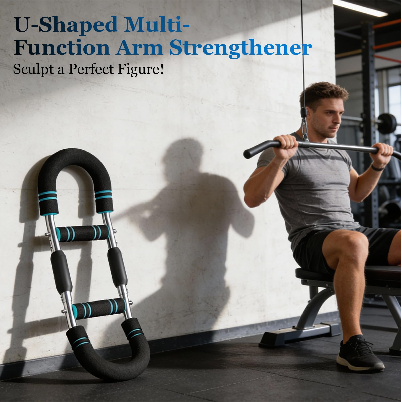 Twister Armtrainer, Verstellbares Brust Trainingsgerät & Muscle fit Gerät (30-50 kg), 3 Stufen Portable Power Twister Stange mit Abnehmbarem Design für Home Gym, Büro & Reise