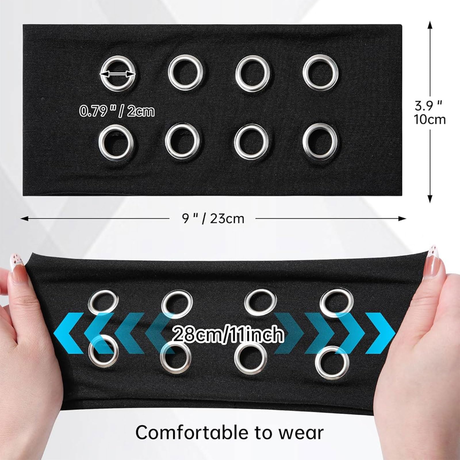 Muorruo 3-Pack Fashion Wide Headbands with Eyelets for Women Elastic Leopard Print and Hollow Eyelet Headbands - Image 2