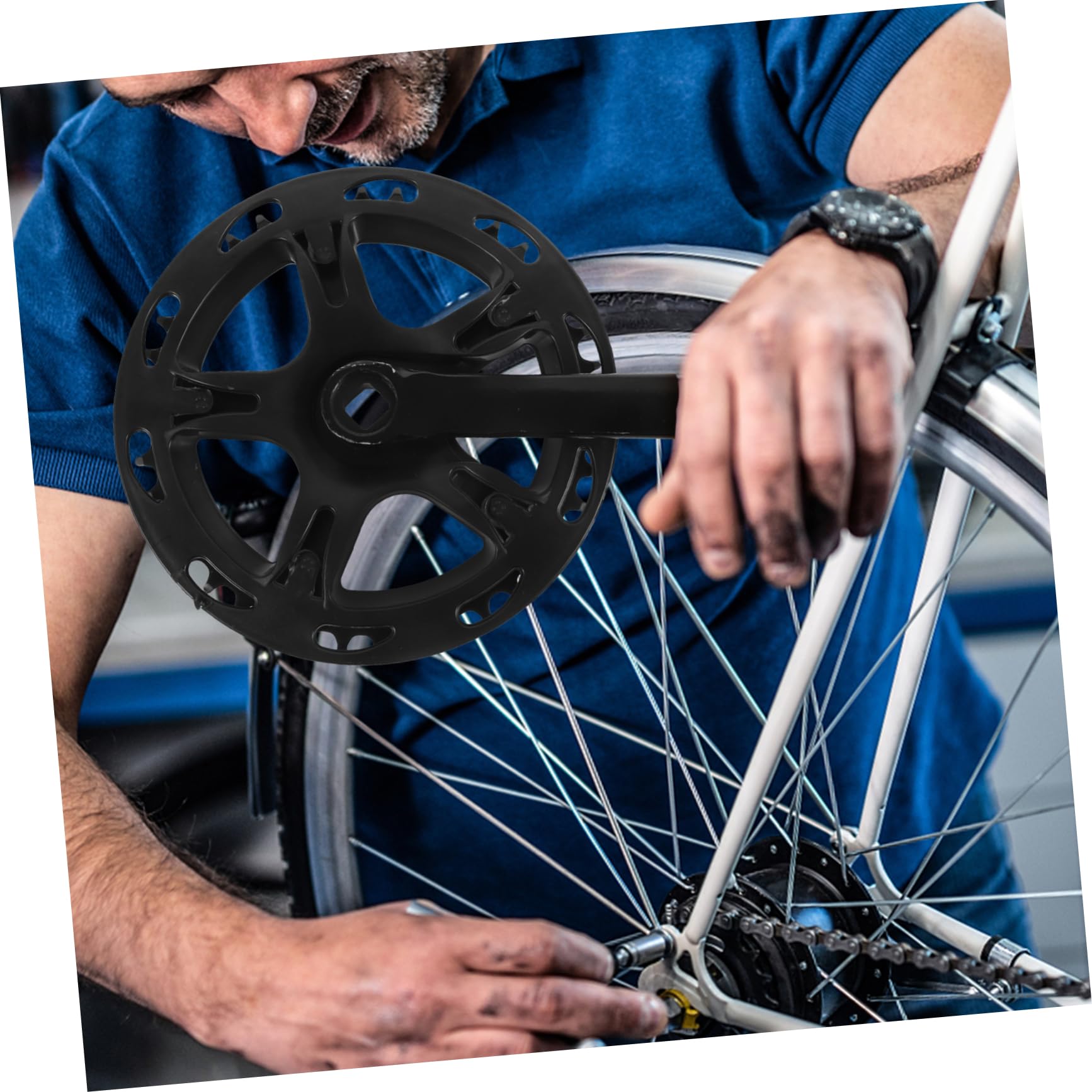 POPETPOP Guarnitura Bicicletta Denti Nera Set Leve Leggere e Resistenti Ricambio Pedivella e Corona per Riparazione Bici Accessorio Alta Durata e Prestazioni Ottimali