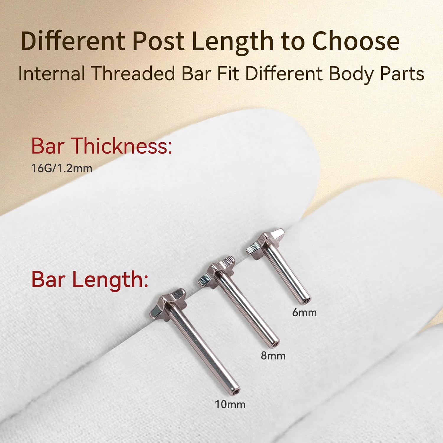 limerencia 16G/18G Hypoallergenic Internal Threaded Titanium Bar Post Replacement,Flat Back Stud Earrings Post Medusa Helix Couch Labret Bar for Women Men Sensitive Ears(A Pair) image 2