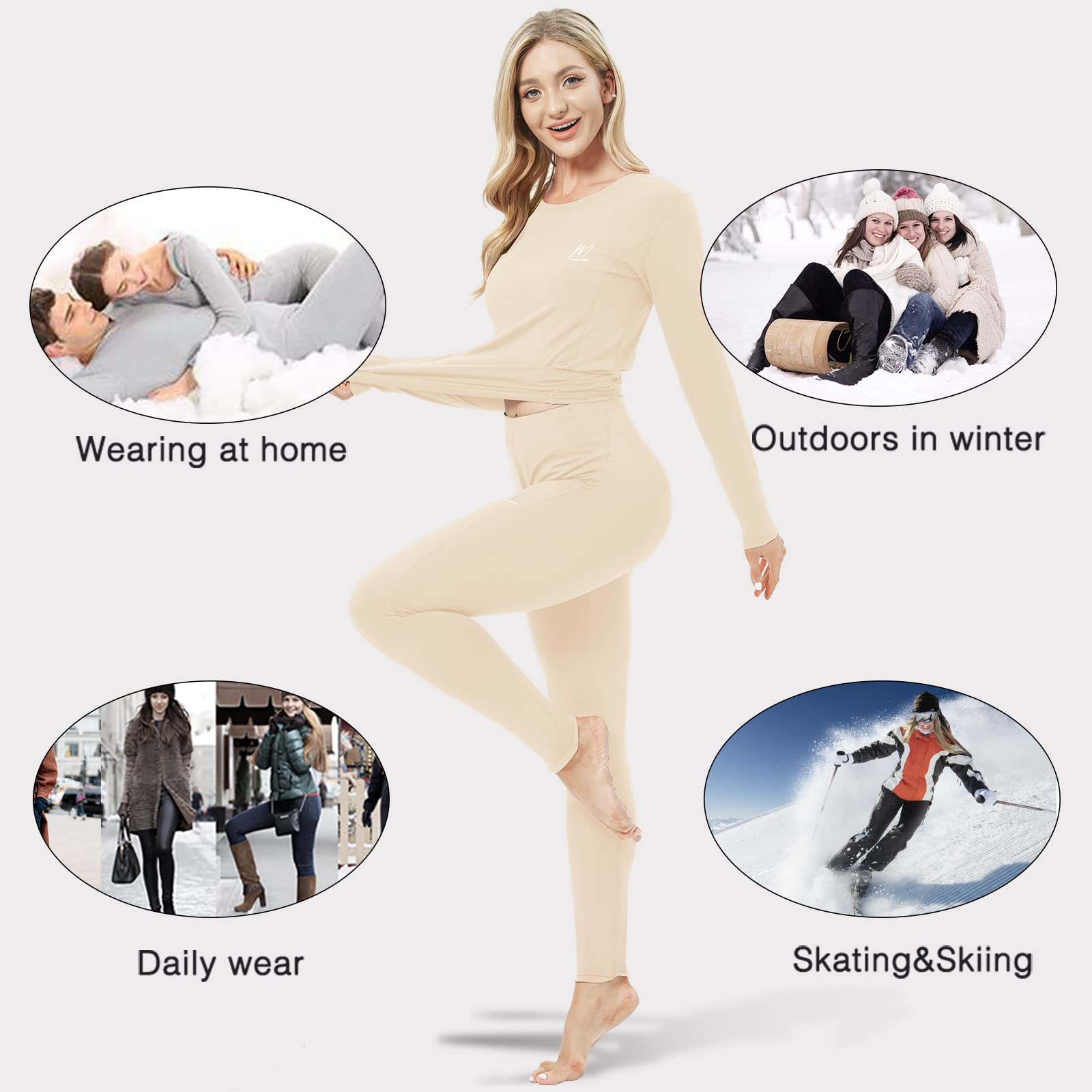 Conjuntos Térmicos Mujer Set, Camisetas Térmicas Ropa Pantalón Interior Función Deporte para Running Ciclismo Esquí Invierno