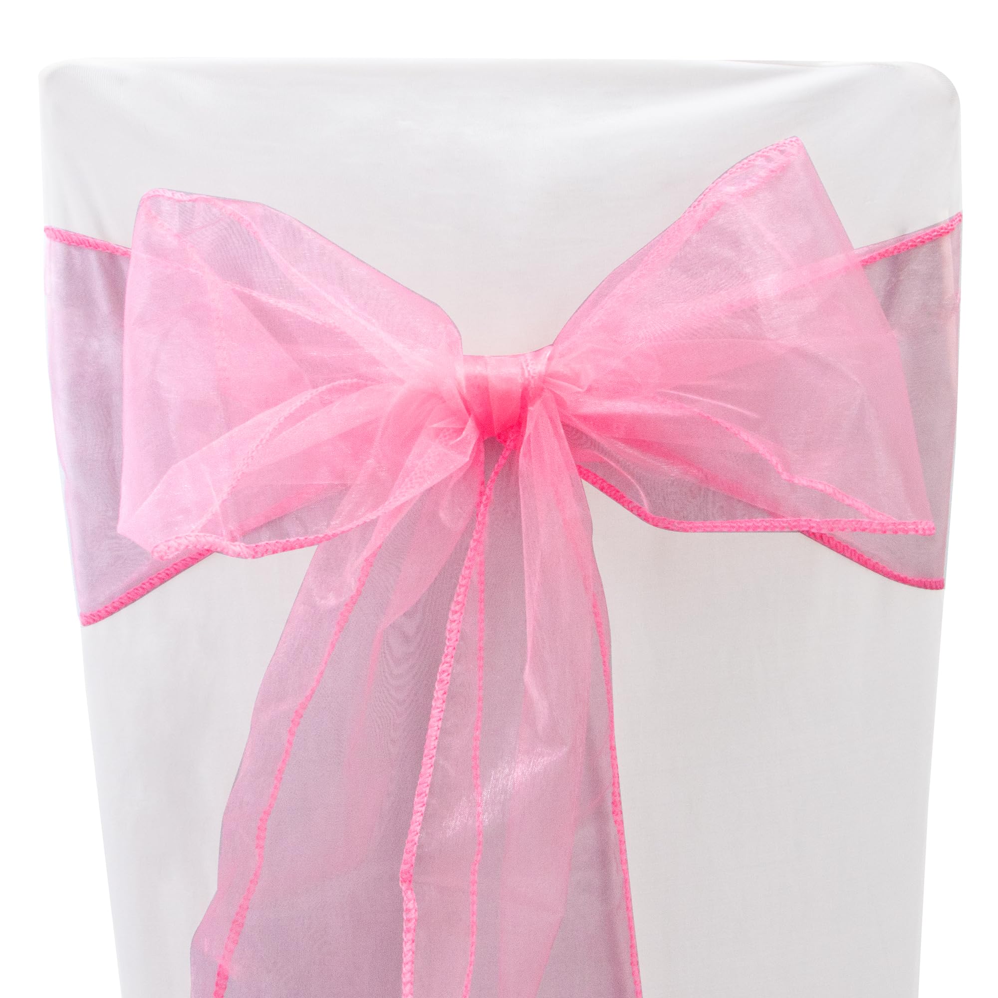 Time to Sparkle 60PCS 17x280cm Organza Chair Sashes Wider Fuller Cover Party Decoration Bow Sashes for Wedding -Persian Pink