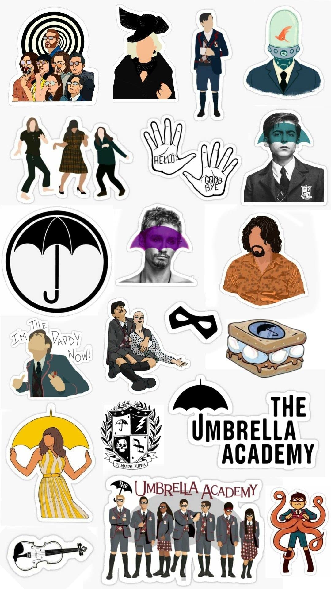 The Umbrella Academy Netflix Series Stickers - Pack of 20 (Vinyl Stickers, Multipurpose use for Laptop/Mobile/Bike/Luggage/Bottle/Guitar/Journal), 2.5 x 2.5 inches, Multicolor (B0BXJ9GXNG) Amazon Price History, Amazon Price Tracker