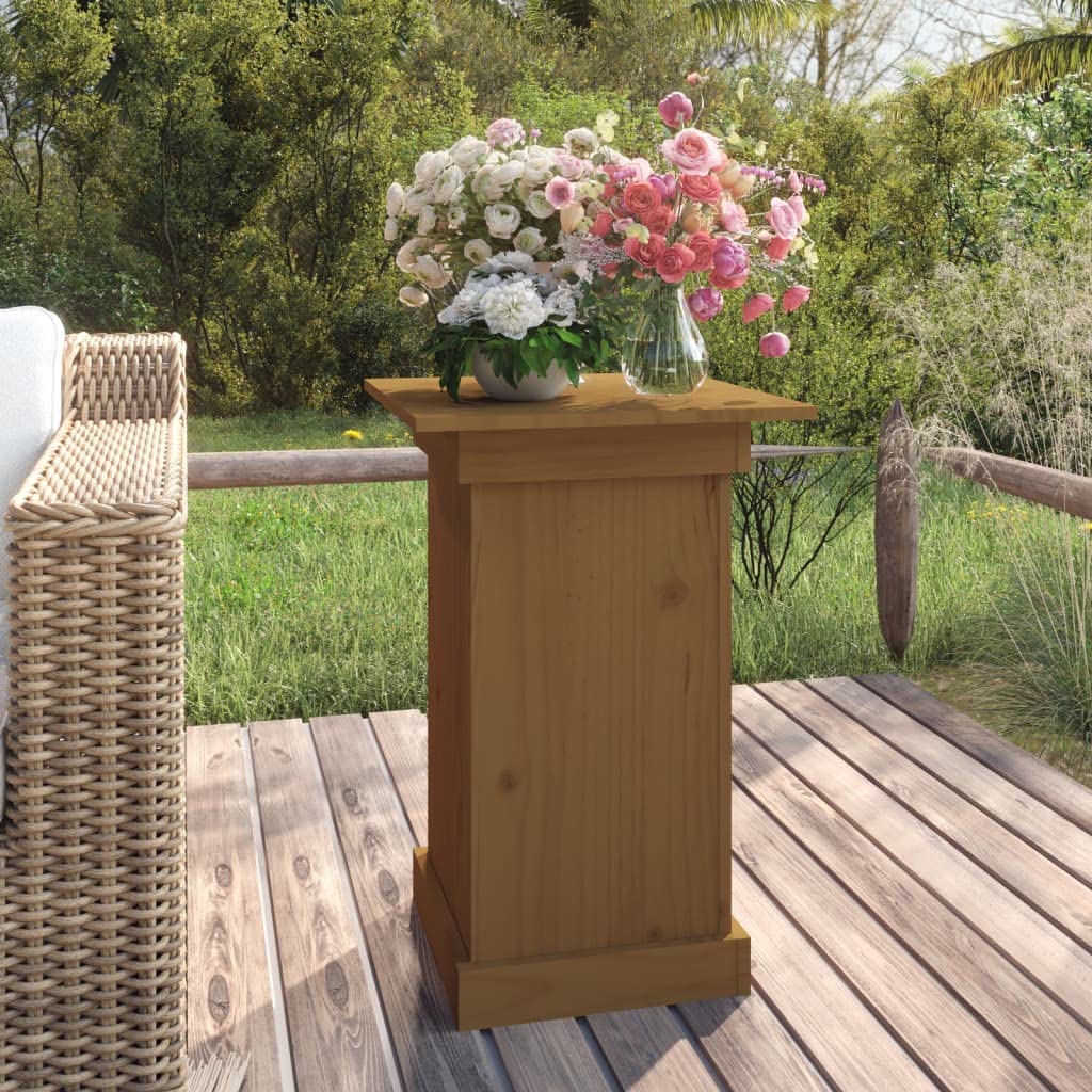 Soporte para flores marrón miel de madera de pino maciza, 40 x 40 x 60 cm, elegante soporte para plantas para flores y decoraciones, ideal para pasillo, terraza, balcón y jardín