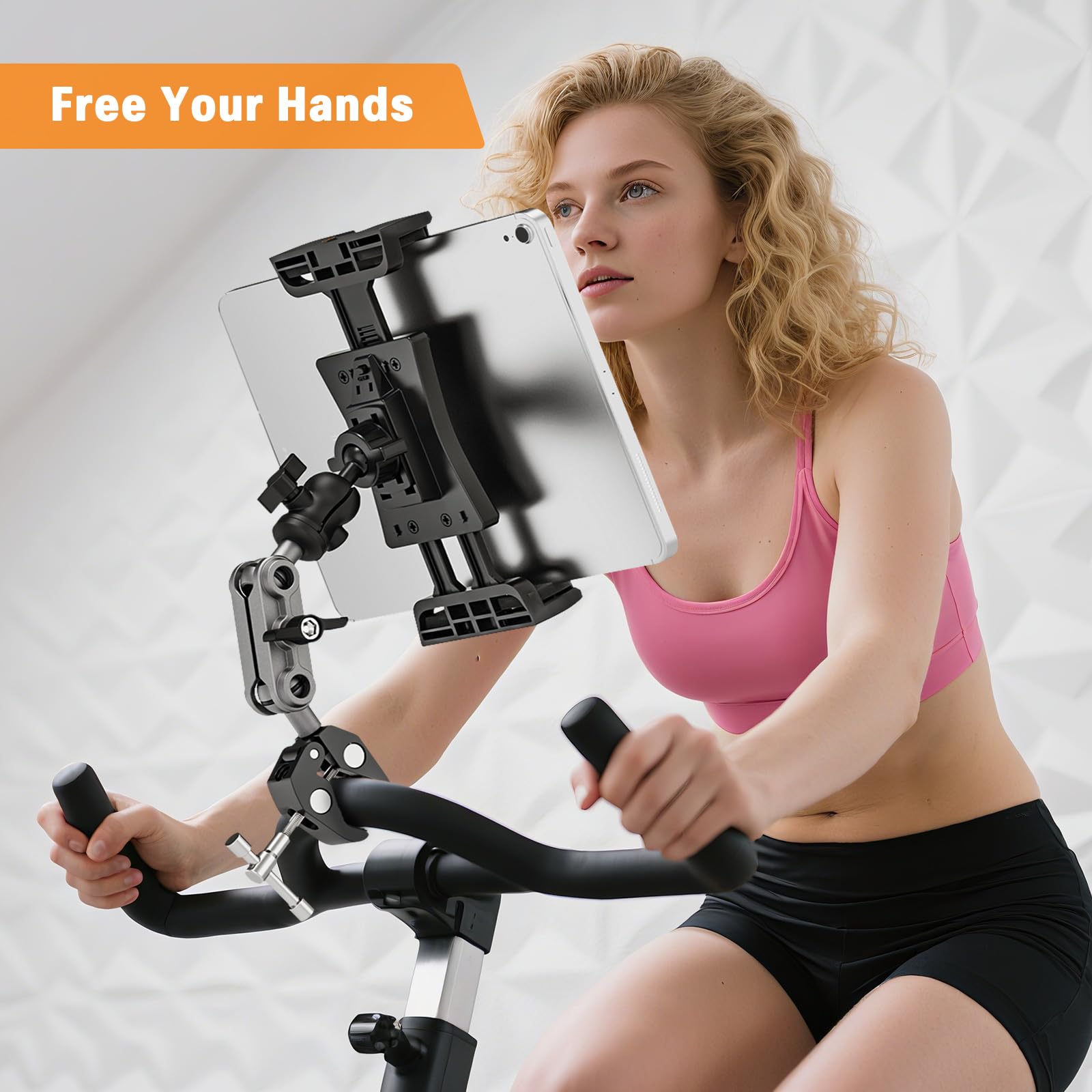 Uchwyt na tablet bieżnię, iPad do roweru, eliptyczny spin Bike, obracany o 360°, uchwyt na tablet, stojak na mikrofon do iPada Pro/Air/mini, tablet 4,7-12,9"