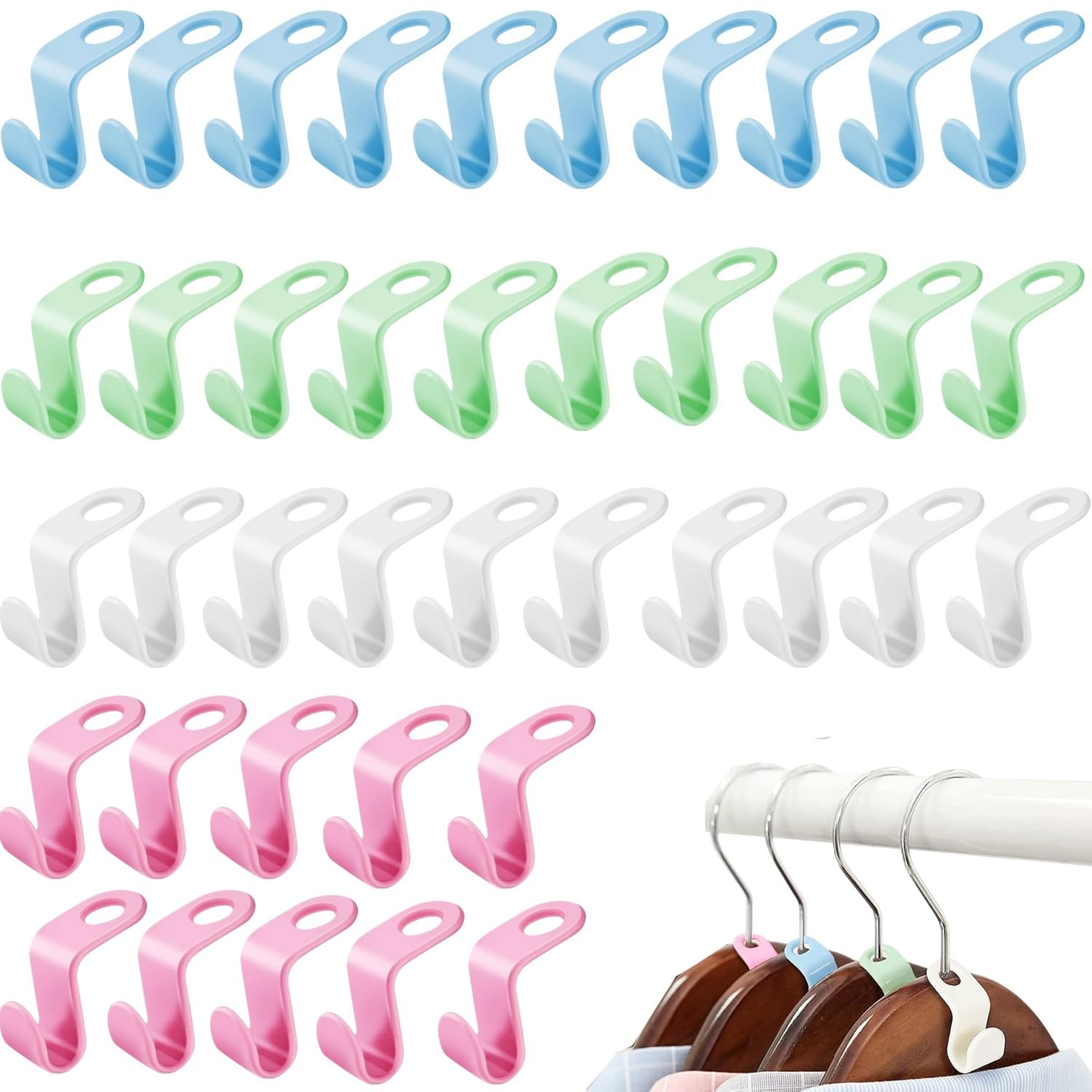 40 Pcs Clothe Hanger Connector Hooks, Clothes Hangers Space Saver Space Saving Multi-Layer Stackable Hanger for Wardrobe Cabinets, Clothes Organizer