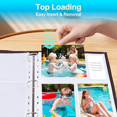 Miniatura 5 de Paquete de 30 páginas de repuesto para álbumes de fotos de 4 x 6 pulgadas para carpeta de 3 anillos, fundas de fotos ultra transparentes con