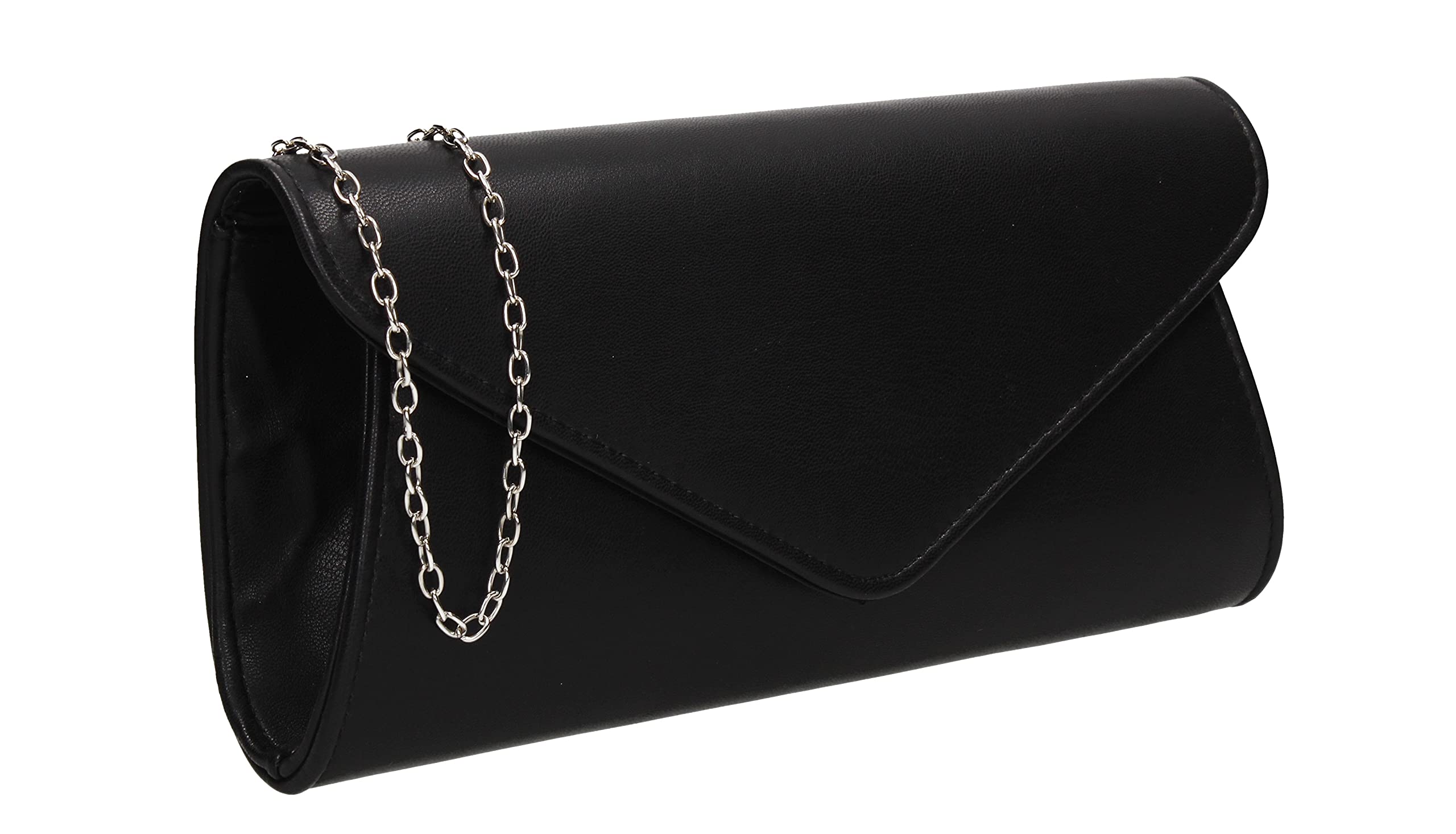 SwankySwans Lora Faux Leather Envelope Clutch Bag (Black)