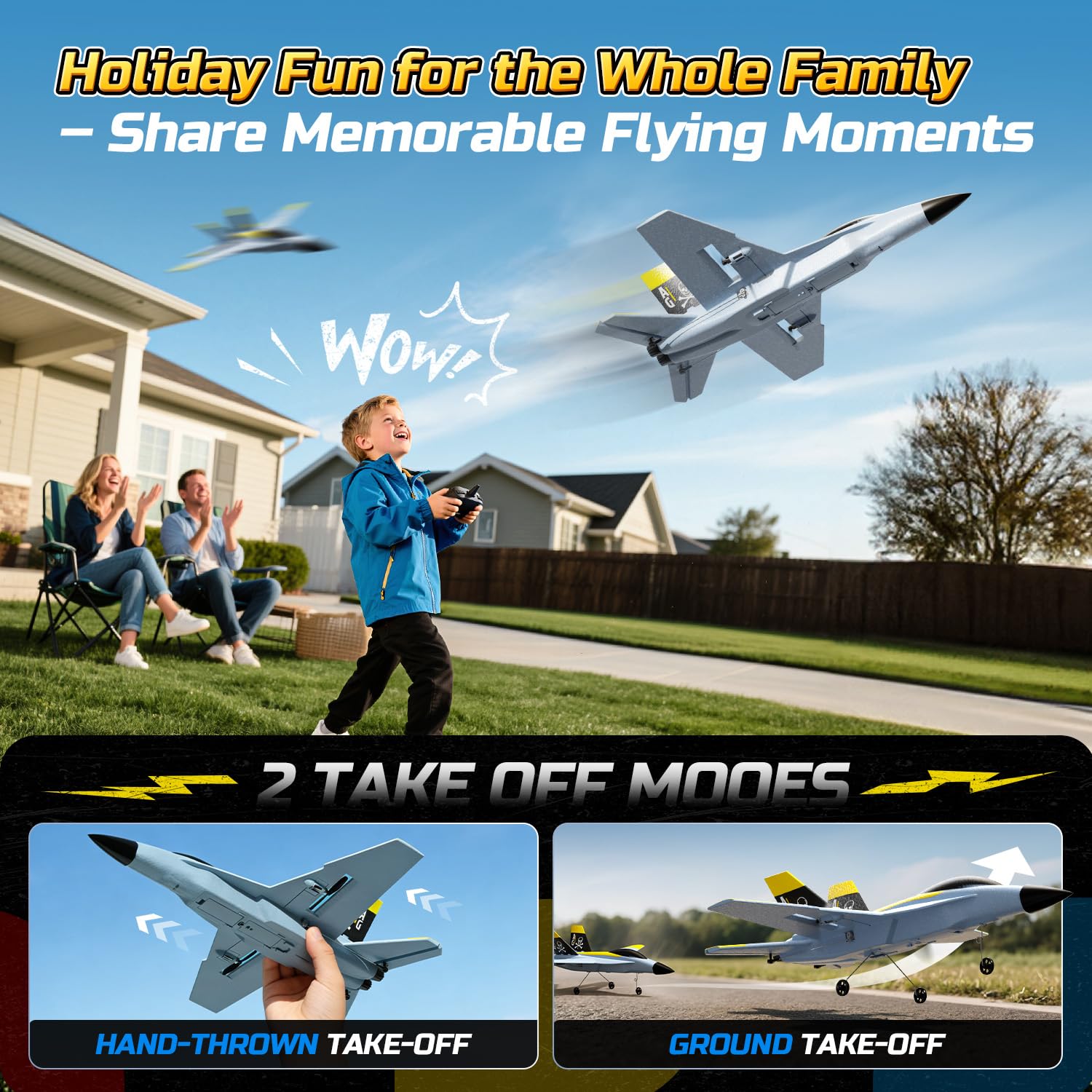 DEERC 4-Kanal Brushless RC Flugzeug, Fortschrittliches Gyroskop, 360° Flip-Kunstflug, Niedriger Batteriestand-Warnung, Ferngesteuertes Flugzeug mit 2 Akkus, Leicht zu Fliegen für Erwachsene und Kinder