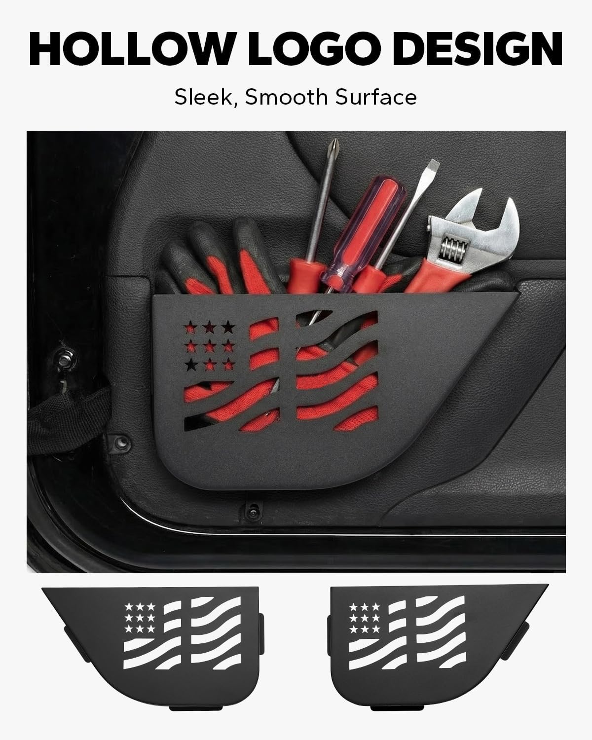 Amazicha Front Storage Pocket Fit for Wrangler JK, Metal Door Side Insert Storage Compatible with Jeep Wrangler JK JKU 2/4 Door 2007-2018 (2pcs, Black)