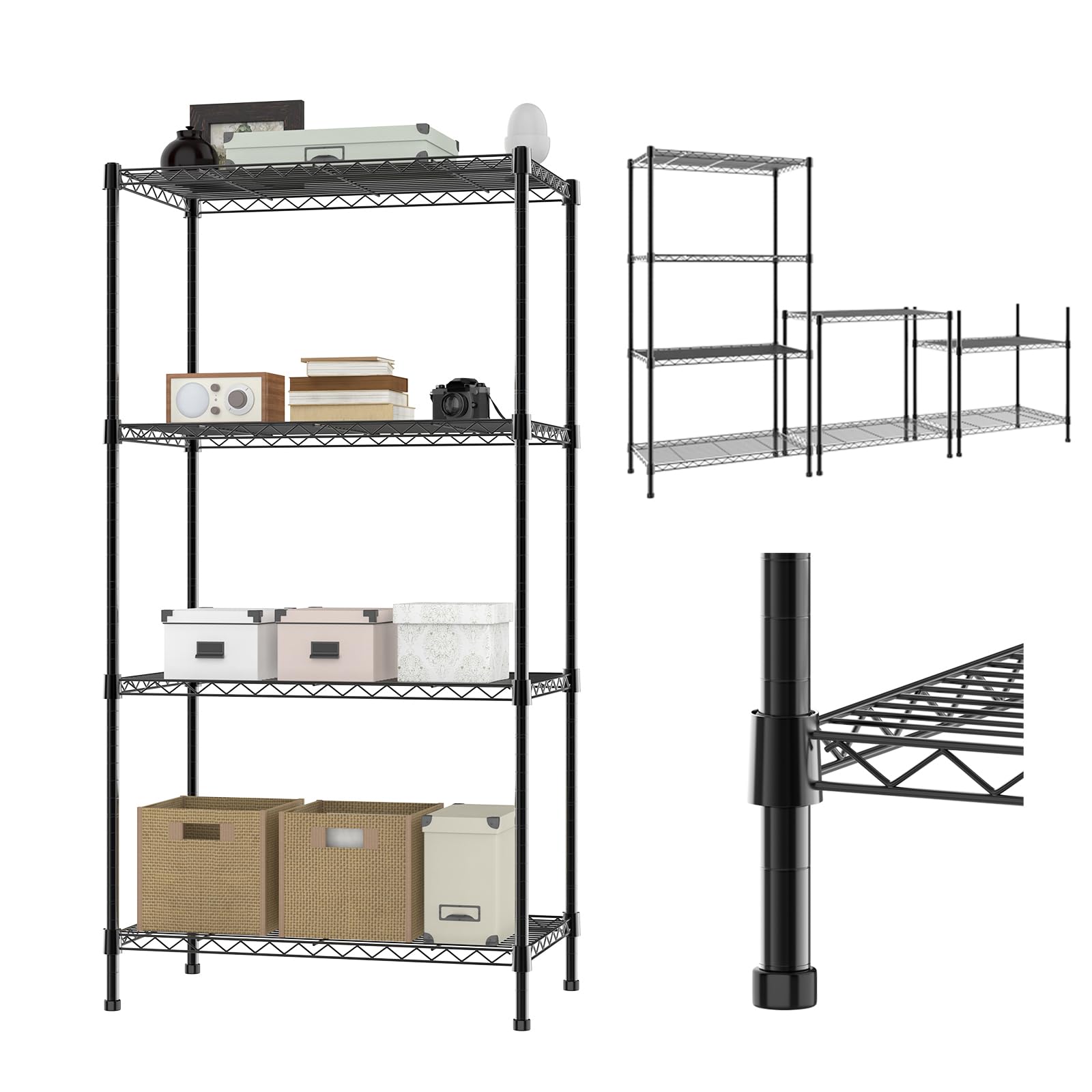 Yiyai Heavy Duty Shelving Units, 4 Tier Adjustable Metal Wire Storage Rack for Kitchen Garage Pantry Living Room Warehouse, 160KG Max Weight, 35 cm D x 60 cm W x 120 cm H