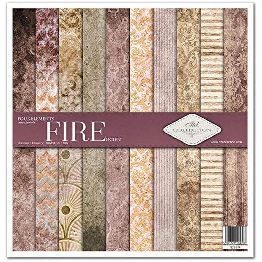 ITD Collection - Paquete de scrapbooking de 12 x 12 pulgadas, papel de scrapbooking, papel decorativo, decoupage, fabricación de tarjetas, tamaño de papel - 310 x 320 mm (Four elements-Fire -SLS-014)