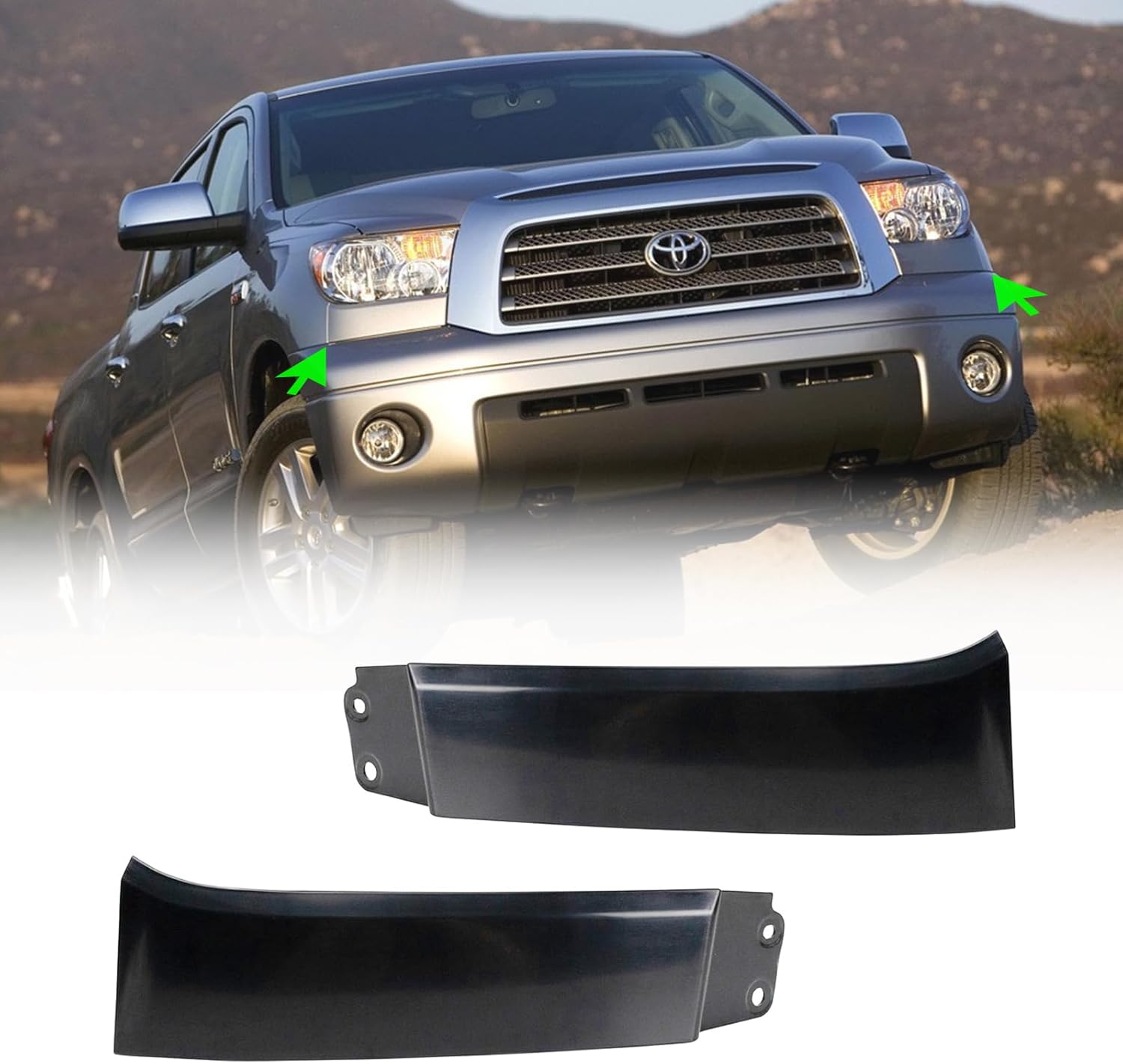 Headlight Filler Trim Panels for Toyota Tundra 2007-2013 / Sequoia 2008-2017 Upper Front Bumper Grille Cover Accessories LH&RH Pair Set Replace#: 539310C901 539320C901