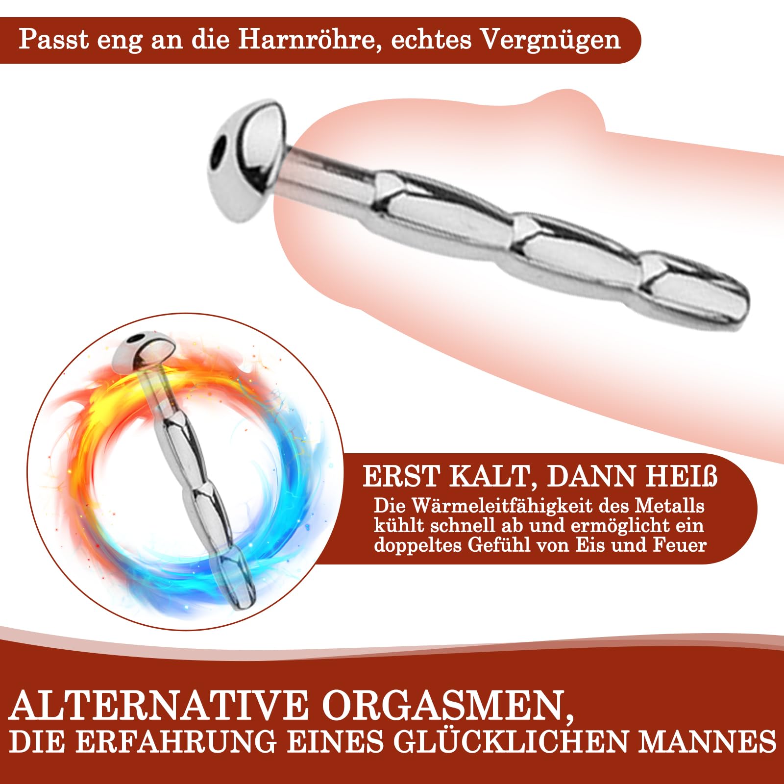 BDSMAGE Dilatatore Uretrale Cavo in Acciaio Inossidabile, Dilatatori Uretrali Uomo Stimolatore del Glande Masturbazione Giocattolo Sessuale Erotico per Uomini (6mm)