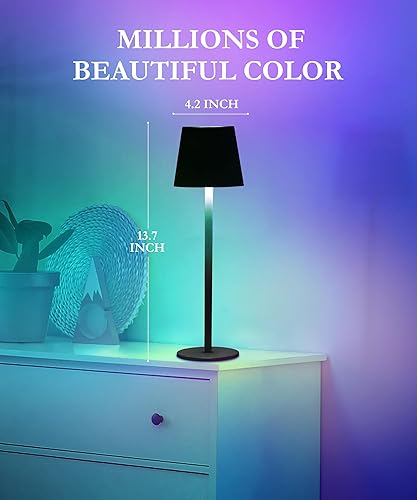 Miniatura 6 de Faithorse Paquete de 2 lámparas de mesa inalámbricas RGB, 8 modos RGB y control táctil, lámpara de escritorio con batería recargable, impermeable