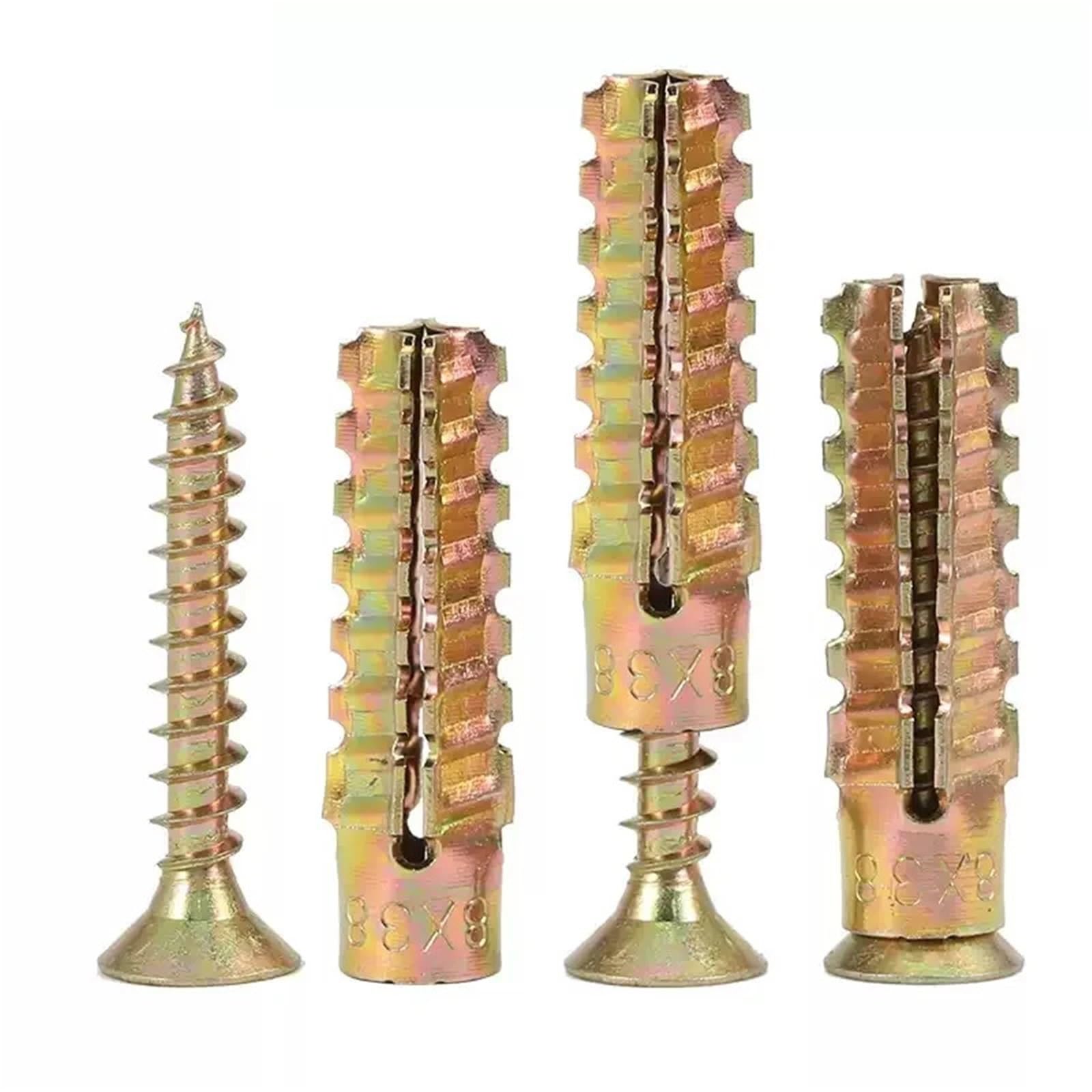 Expansionsschraube Kohlenstoffstahl-Expansionsrohr, gezahnte, dornige, selbstschneidende Schraube, Betonwandanker, Befestigungselemente(Color Zinc - Screw,10pcs,M10x60)