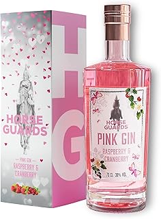 Horse Guards Premium Pink Gin - Cranberry and Raspberry Gin 70cl in Love Hearts Gift Box - Perfect Gin for her - 38% ABV - Luxury Award Winning Pink Gin