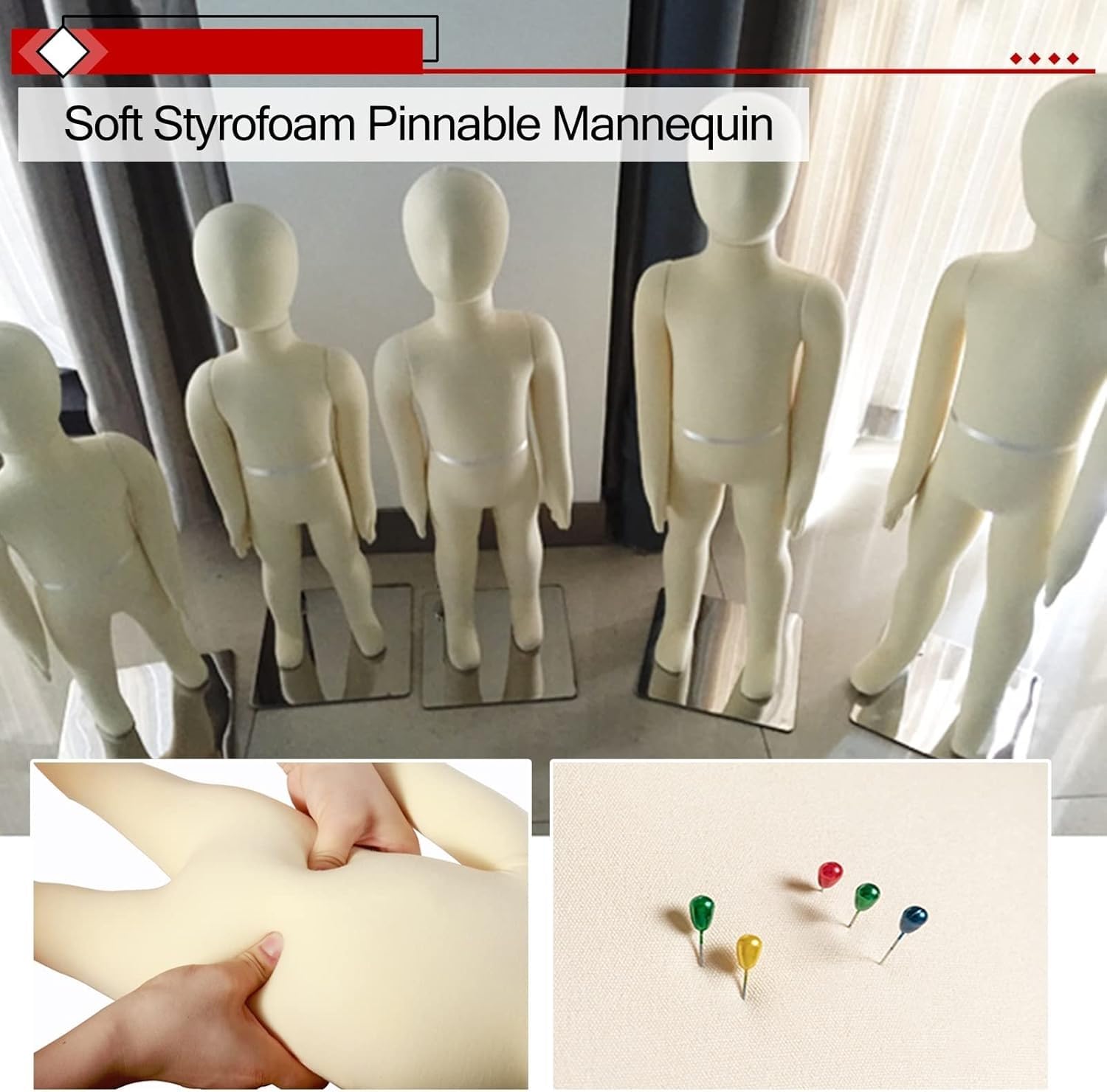 Maniquí de Costura Maniquíes de pie, Coser el Cuerpo del maniquí con articulaciones realistas, Base de Acero y Brazos Ajustables(8 Years Old)