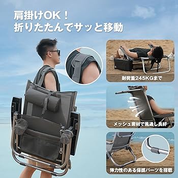 Amazon.co.jp: ICECO 5段階リクライニング式 ローチェア メッシュ