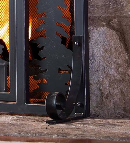 Miniatura 4 de Plow & Hearth - pantalla para chimenea de acero y metal con puerta, 4412.533pulgadas, negra