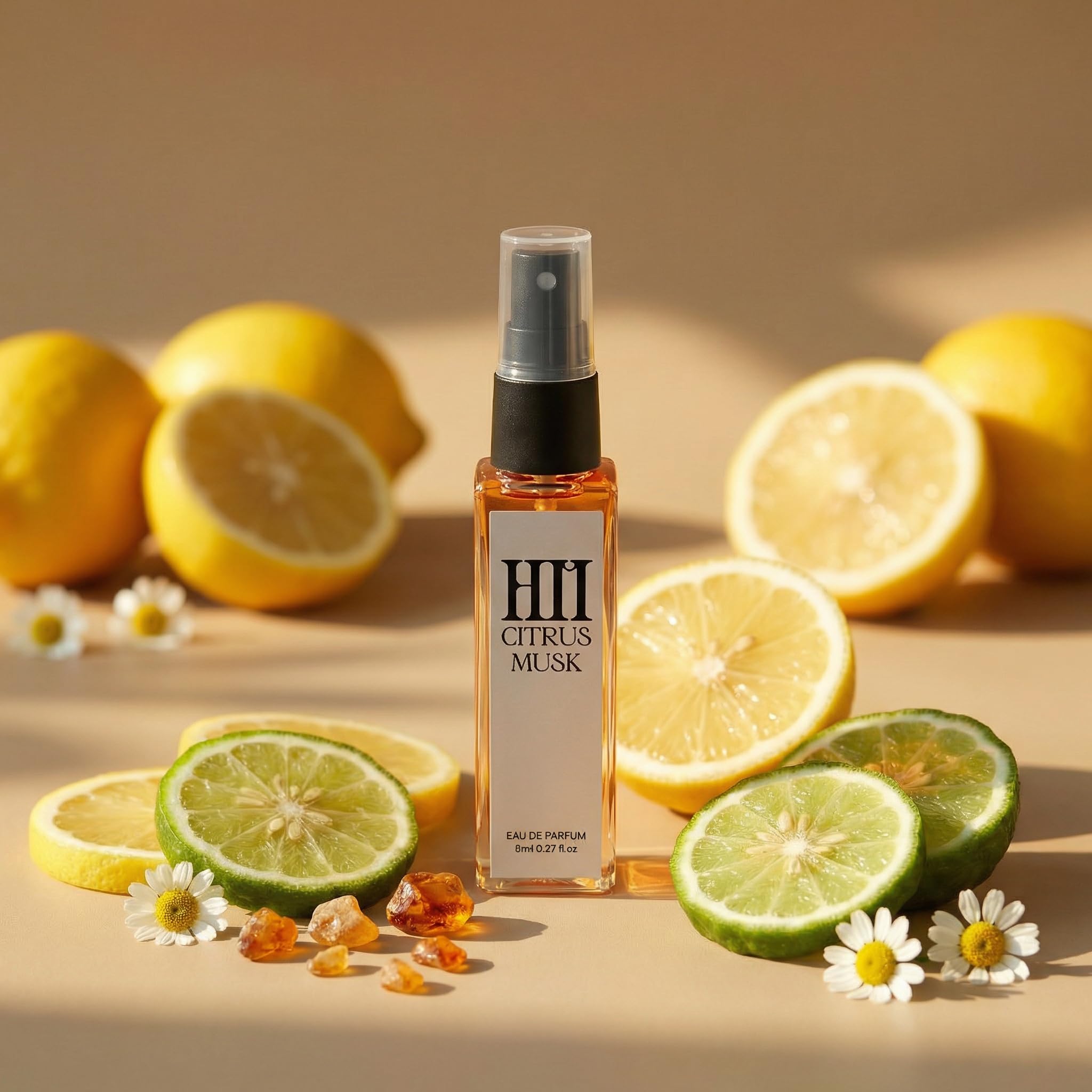 Citrus Musk Eau De Parfum 8ml Trial Pack | Intense Crisp Citrus & Woody Musk Scent for Unisex Wear | Long Lasting Portable Travel Size Mini Perfume | Zesty Lemon & Soft Iris Fragrance for Day & Night-image-7