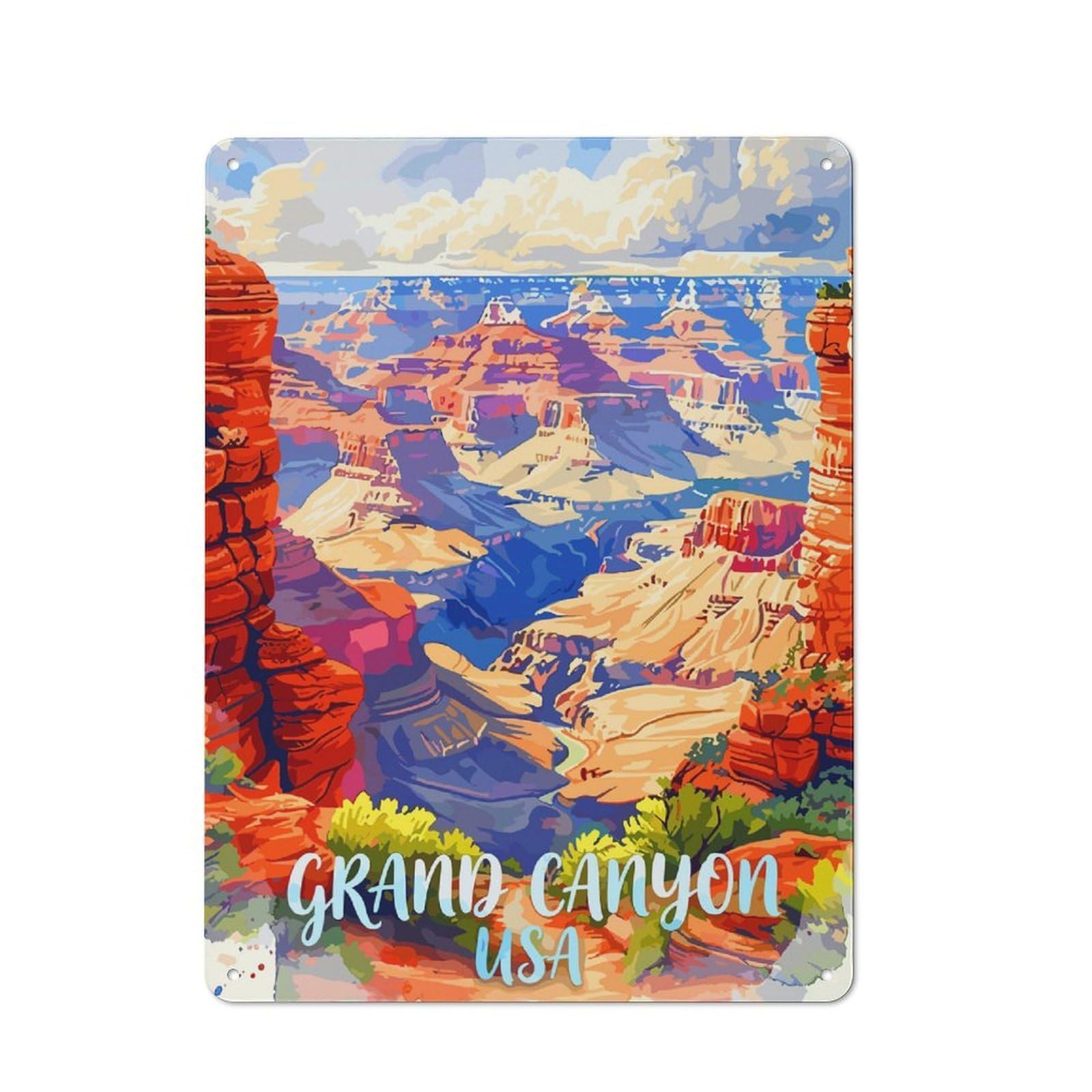 Junmoney Style-9 Metal Sign 40X30cm With Grand Canyon Usa Travel For Hallway Wall, Retro Decor, Gift For Hallway Decor Lovers During The Christmas Season