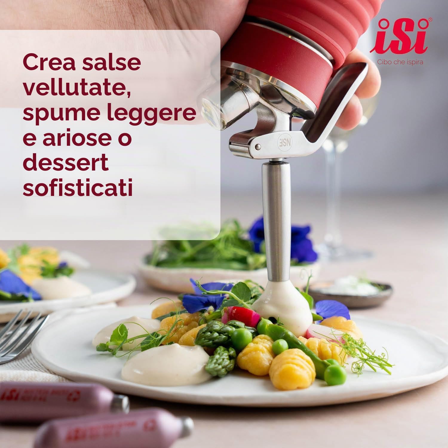 iSi Dispenser per crema da 500 ml, Gourmet Whip Plus, 0,5 litri, in acciaio inossidabile di alta qualità, funzionante con iSi capsule di crema, per creme, salse calde e fredde, zuppe, espumas e dessert
