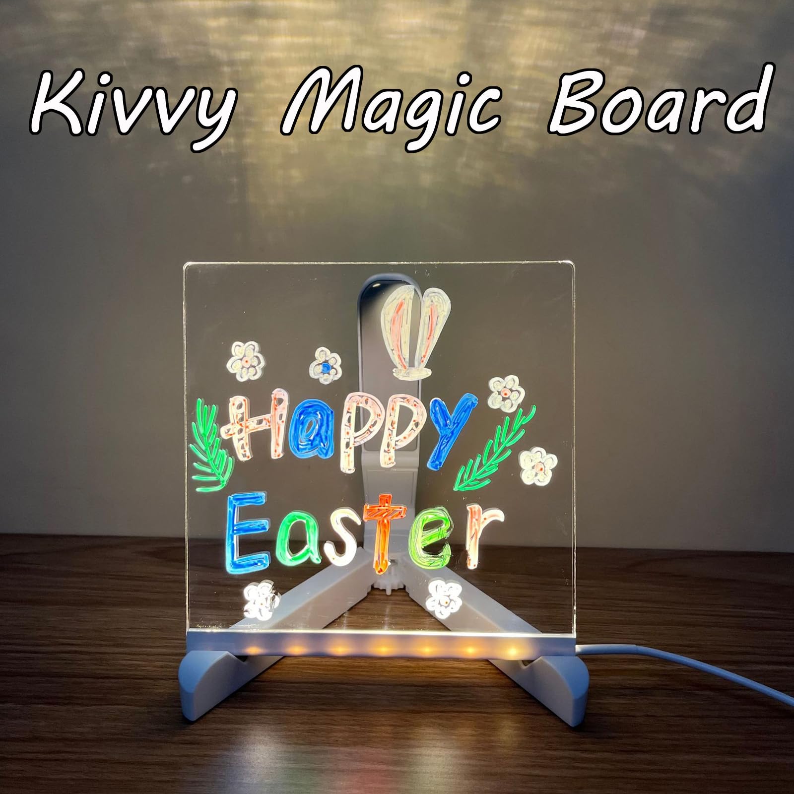 Hello Luno MagicBoard – Tablero LED De Dibujo Acrílico Con 7 Marcadores, Luz Incorporada Y Soporte, Ideal Para Niños Y Adultos