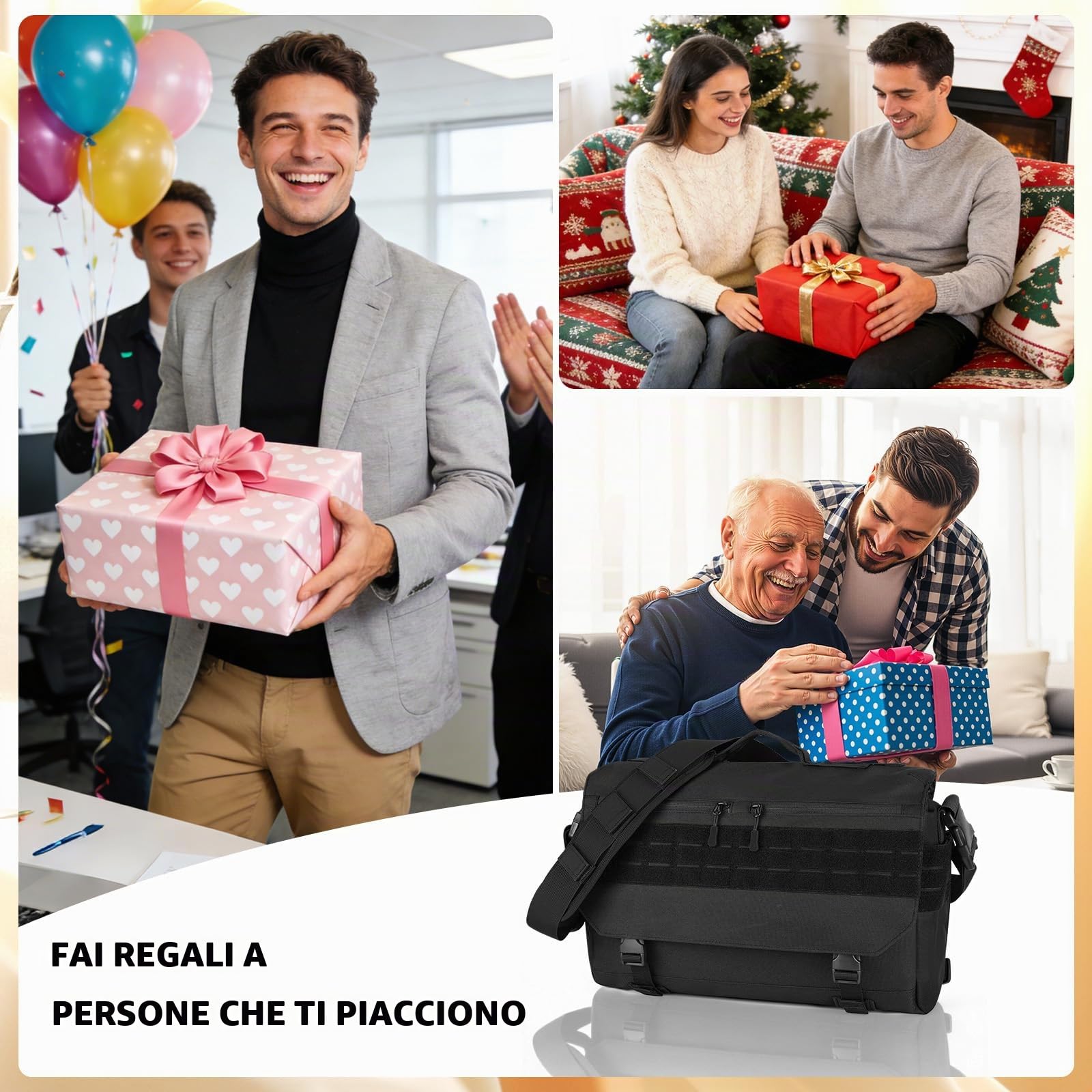 HUNTVP Borsa a Tracolla Uomo Casual Laptop 14 15.6 Pollici Borsa a Spalla Militare Tattico Molle Borsa Messenger per Campeggio Trekking Sport