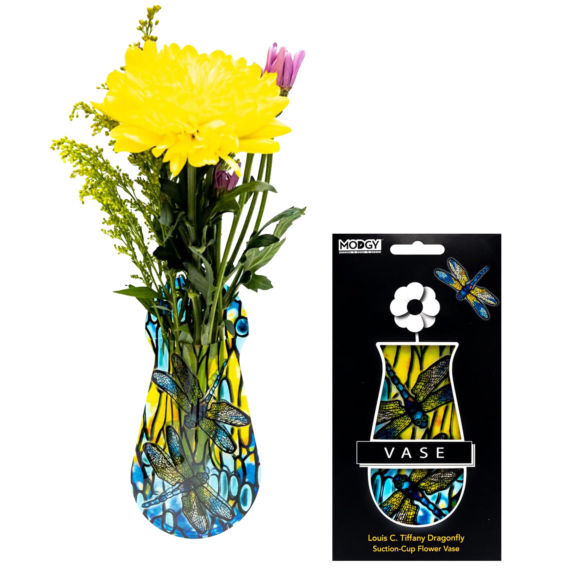 MODGY Expandable Flower Vase Plastic Decorative Modern Vases for Flowers Kitchen Window Decor Living Room Bathroom Office, W/Suction Cup, Louis C.