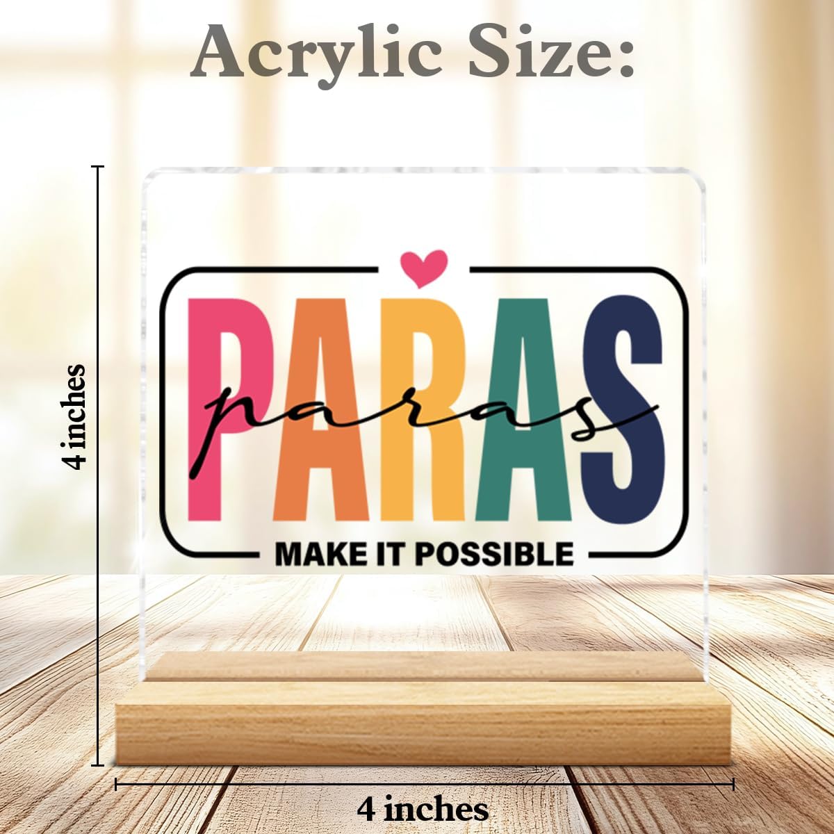 Paraprofessional Gifts Thank You Gift for Paraprofessional Teacher Assistant Paraeducator Clear Desk Decorative Sign Paras Make It Possible Acrylic Sign School Office Decor image 2