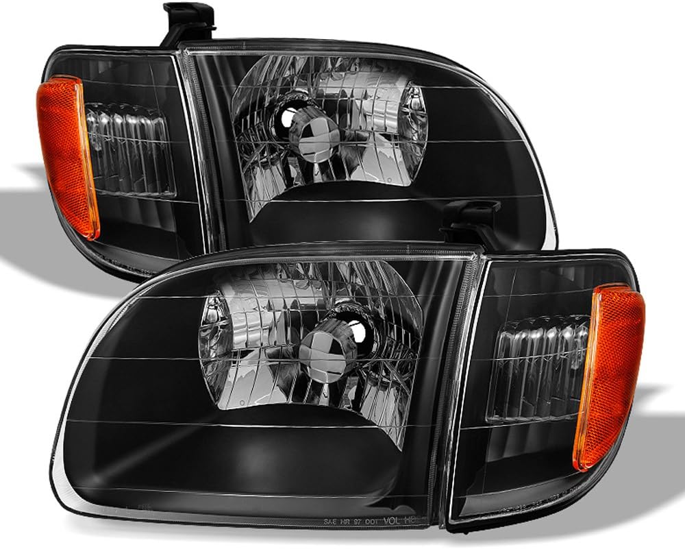 ACANII - For Blk 2000-2004 Toyota Tundra Regula/Access Cab Headlights Headlamp Driver + Passenger Side
