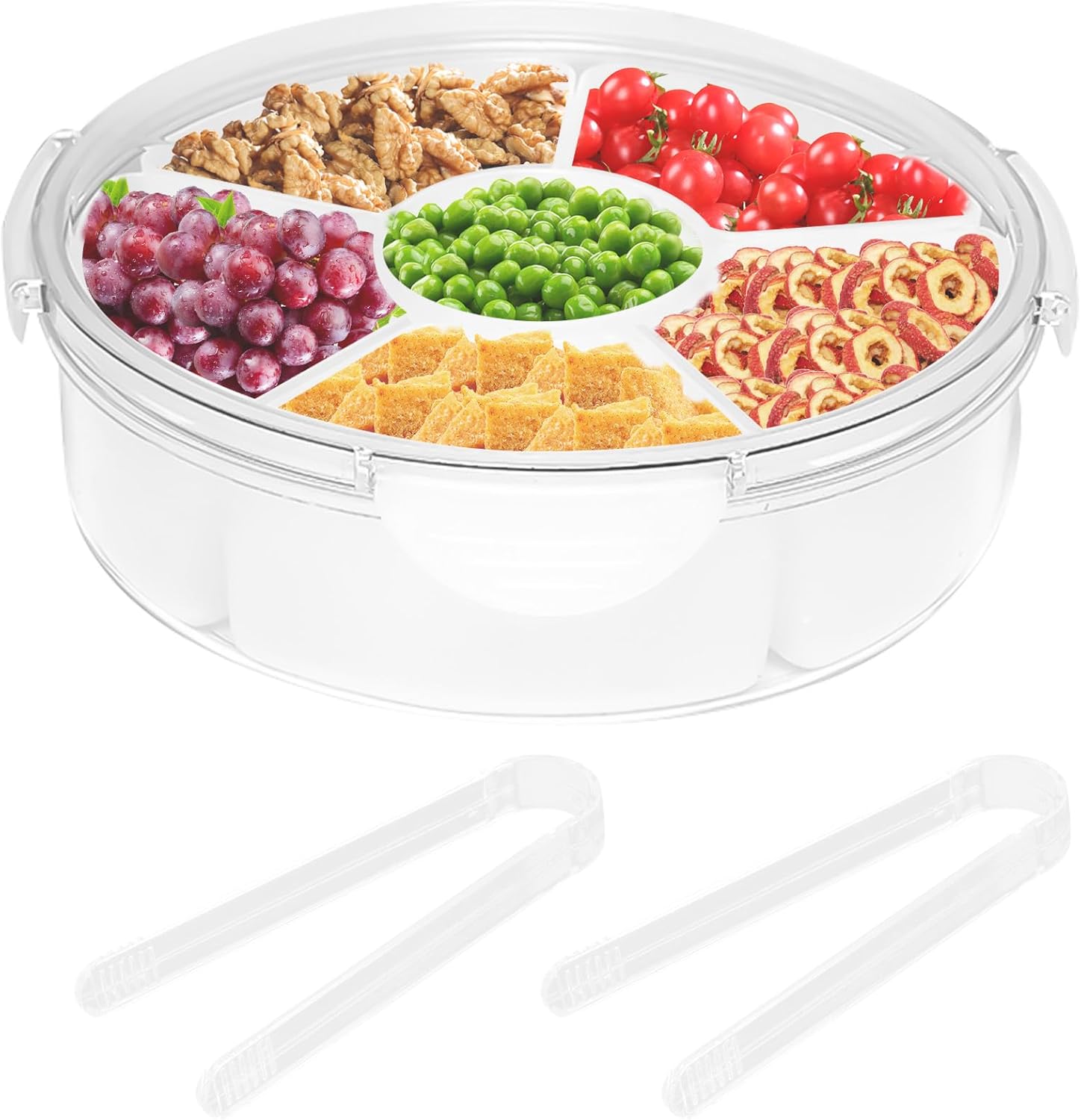 Veggie Tray with Lid, Divided Serving Tray with 6