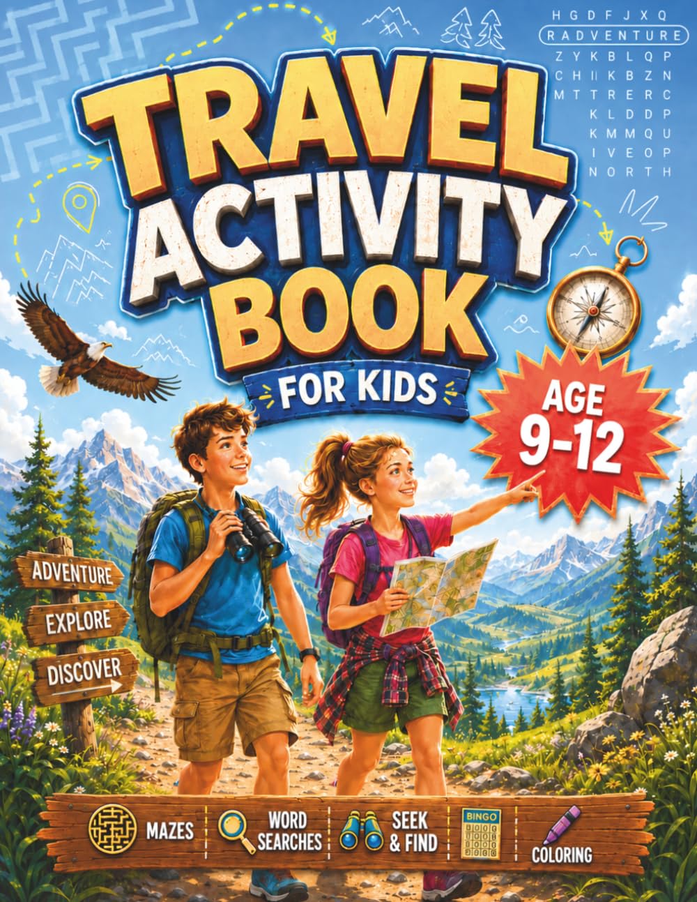 Travel Activity Book for Kids Age 9-12: Fun Road Trip Games, Puzzles and Mazes for Screen-Free Entertainment