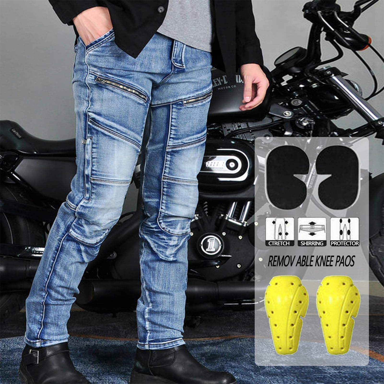 Motorradhose Herren, Motorrad Jeans Damen Aus Aramidfaser, Unisex Motorrad Schutzhose Hose Mit Protektoren