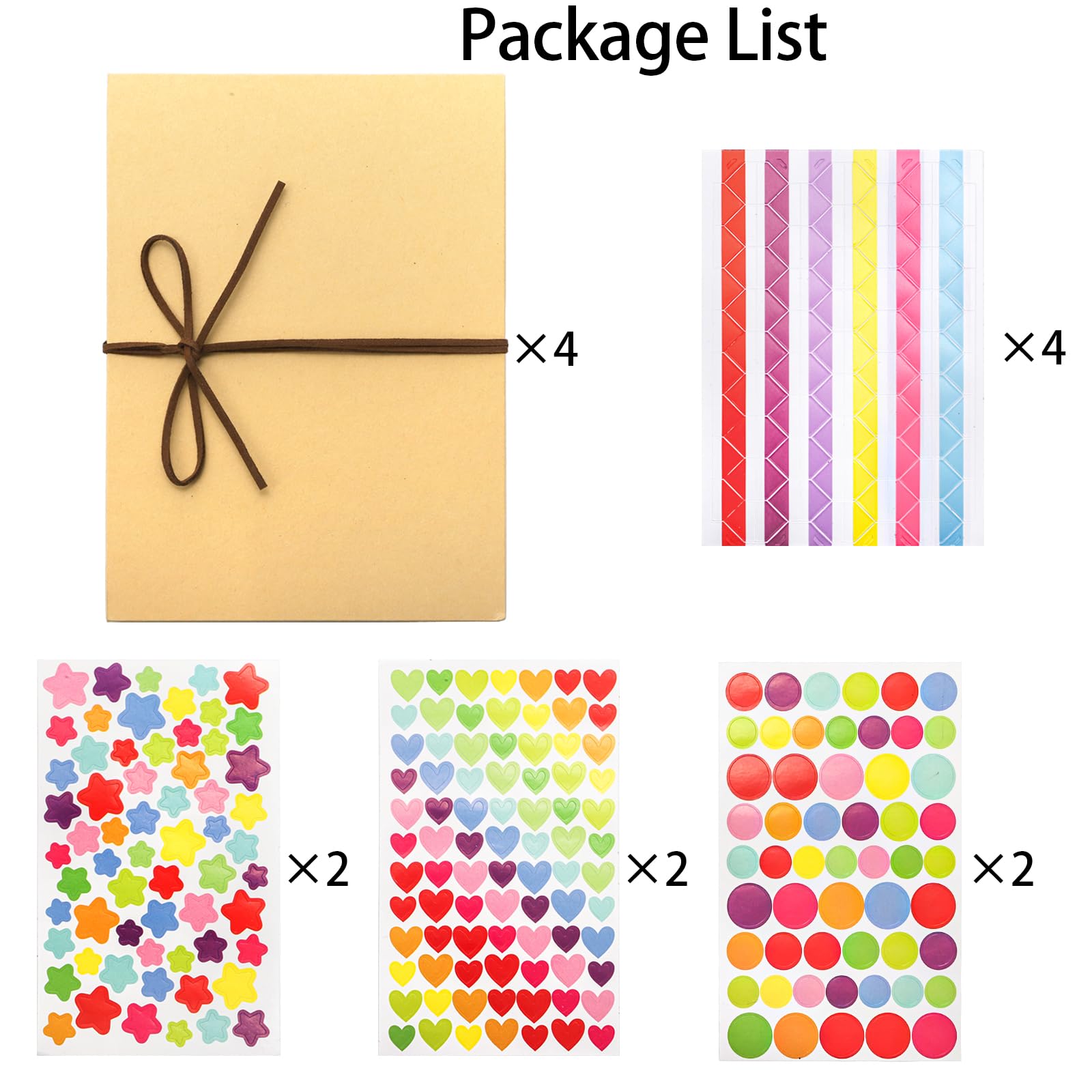 Hacaroa 4 Stück 15 x 20 cm Akkordeon Scrapbook, Hardcover Kraftpapier Fotoalben, Dehnbare Faltende Fotosammlung DIY Handgemachte Abenteuer Buch für Hochzeit, Abschluss, Valentinstag