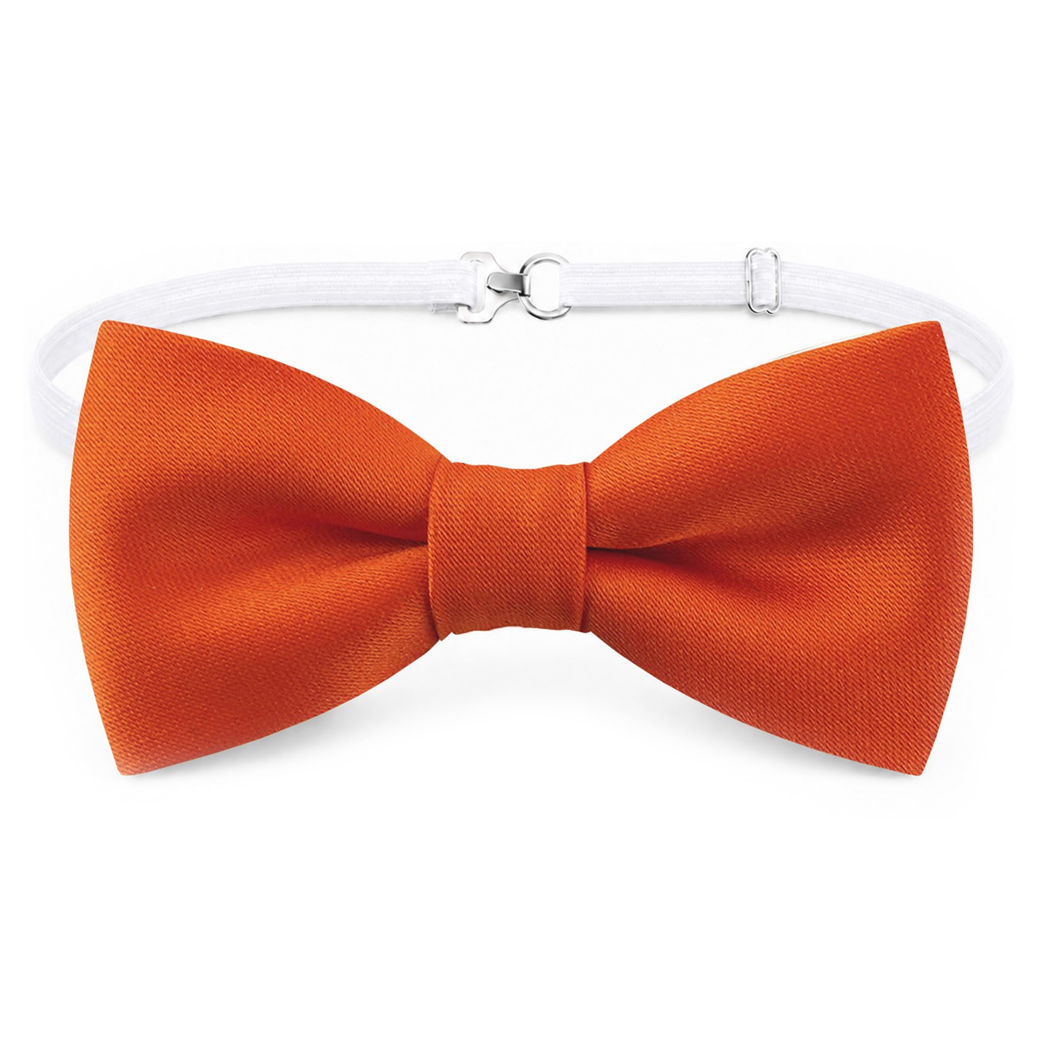 TigerTie - Toddler baby bow tie in plain colour with elastic band 29 to 40 cm neck circumference adjustable + storage box, orange, One size