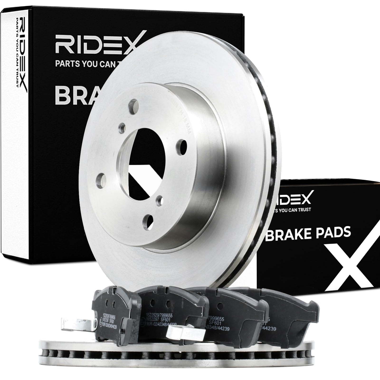 RIDEX 3405B1093 Juego para eje Kit de discos de freno y pastillas Delantero con chapa antichirrido Compatible con SUZUKI Alto GF
