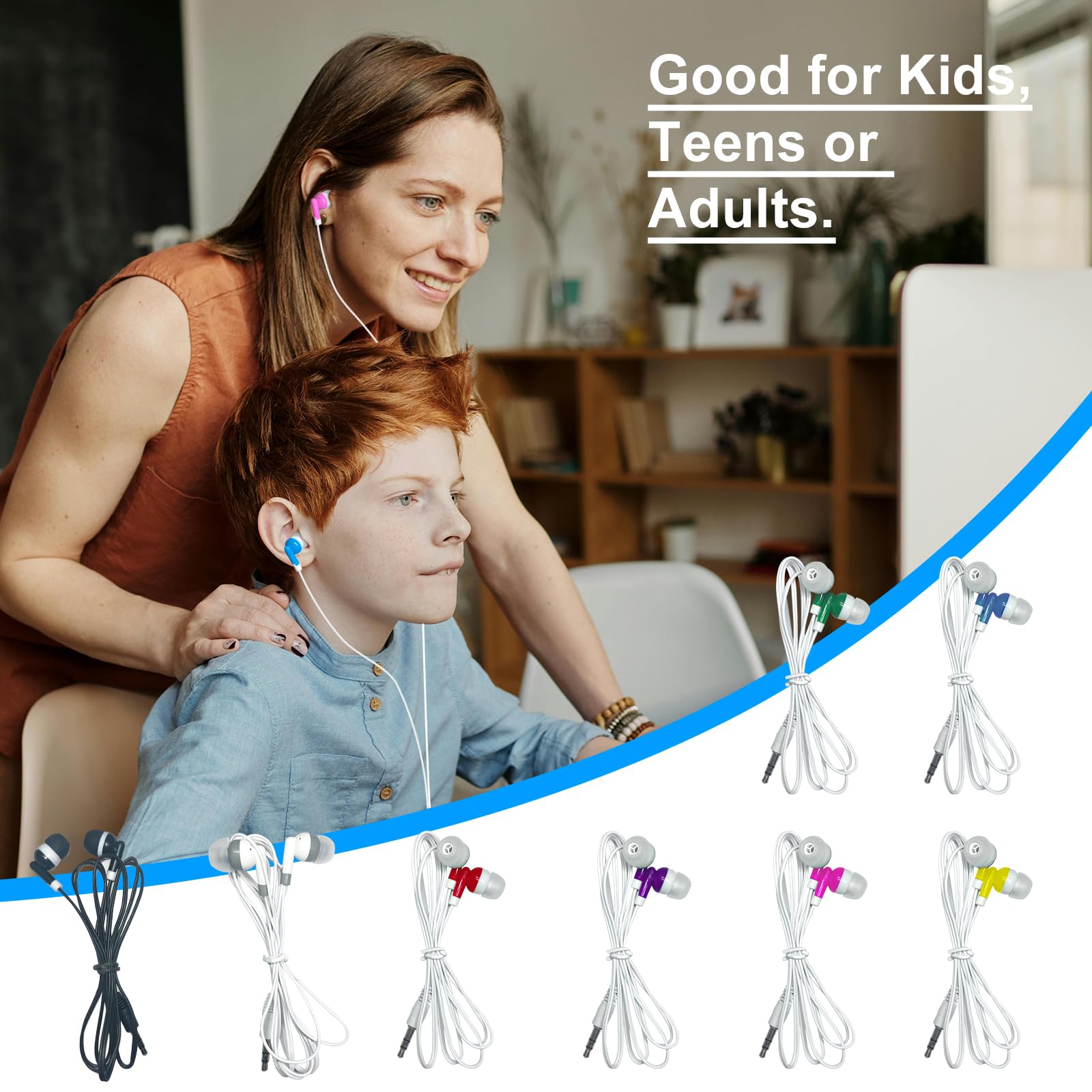 Auricolari Bulk Classroom Cuffie cablate in ear usa e getta per studenti per aule scolastiche biblioteche (confezione da 160)