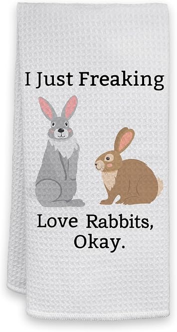 HIWX Rabbit Kitchen Towels, Rabbit Lovers Dish Towel, Bunny Gifts, Bunny Decor, Easter Hand Towel for Bathroom Kitchen Decor 16x24 Inches
