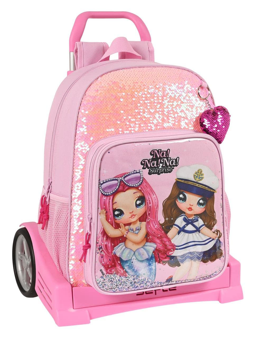 Safta Mochila 180 con Carro Evolution Nanana Sparkles 33X42X14Cm Unisex niños, Multicolor, Estándar