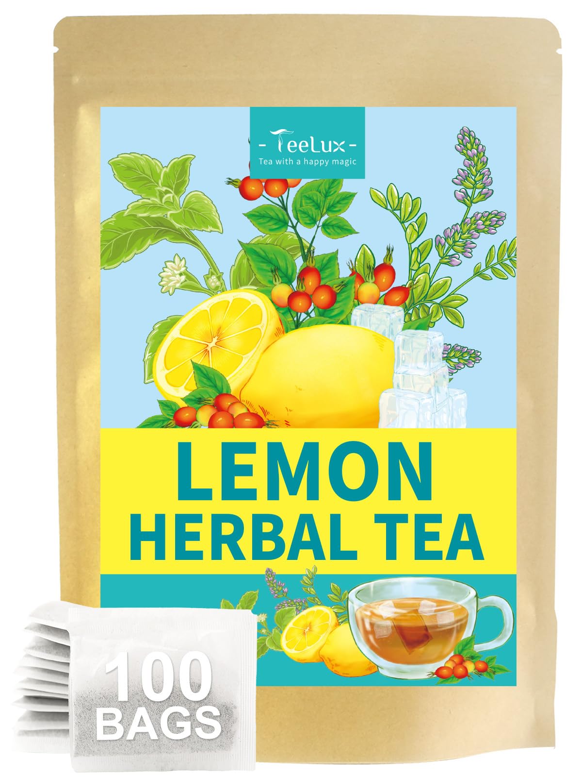 Amazon.com : TeeLux Lemon Herbal Tea, Caffeine Free Tea with Lemon