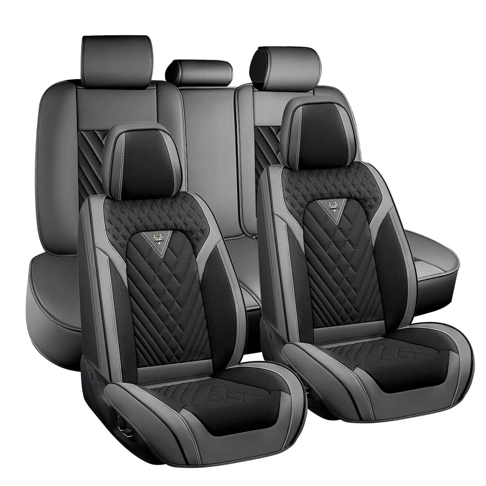 for Kia Sorento Car Seat Covers Full Set, Leather Seat Covers for Car,Lumbar Muscle Pain Healing Function, Waterproof Automobile Seat Protector with