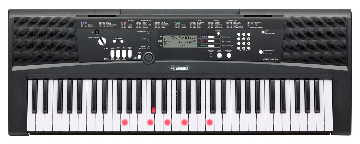 Yamaha EZ-220 - Set con tastiera con tasti che si illuminano con cavalletto per tastiera e cuffie incluse