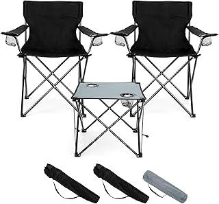 HaSteeL Folding Camping Chair Set with Table