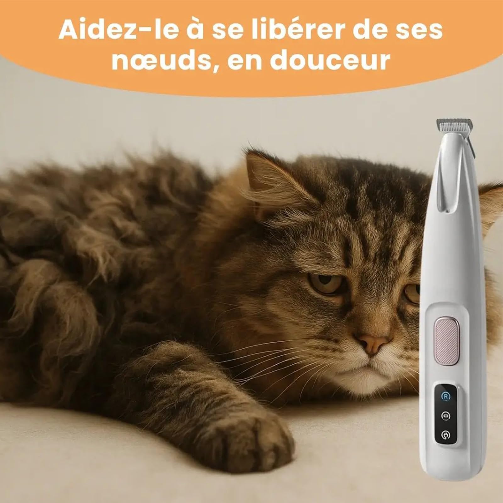 Patounet Tondeuse, de Precision Pour Chat, 35 db À Faible Bruit, Lames Douces, Sûres et Hypoallergéniques, Rechargeable Par Usb, Comprend un éclairage LED, Compact et Pratique (1PC)