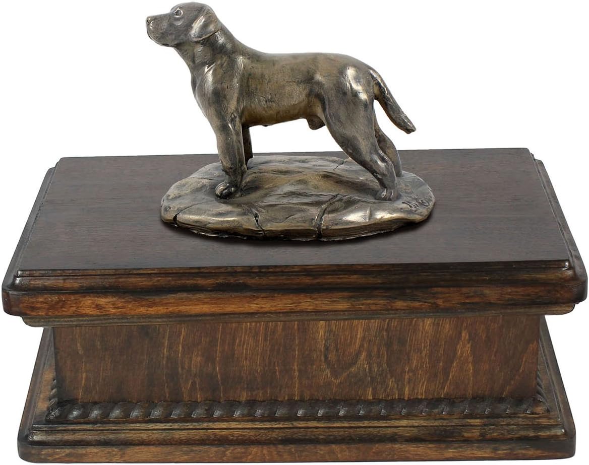 Art-Dog Custom Dog Mama Sitting Statue Memorial Urn - Handmade Cold Cast Bronze on Birch Base – Sturdy and Stylish Urn for Dog’s Ashes – 24,5x29x21cm – 5l – Labrador Retriever