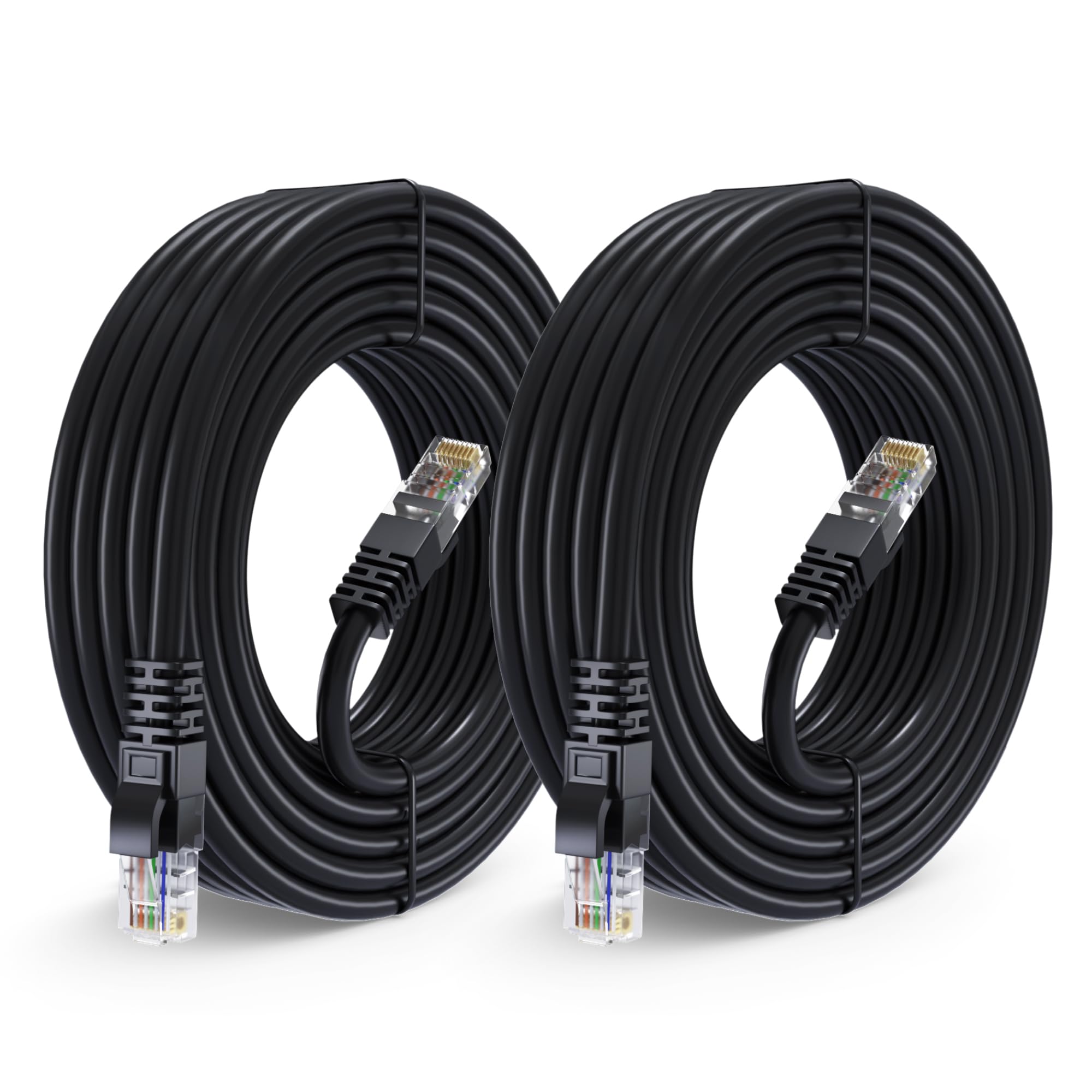 Maximm Cat 6 Ethernet Cable 25 Ft, 100% Pure Copper, Cat6 Cable (2 Pack) LAN Cable, Internet Cable, Patch Cable and Network Cable - UTP (Black) 25
